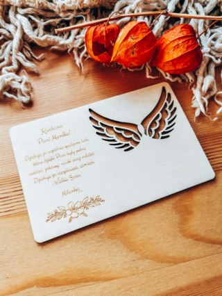 Tabliczka 9,5 x 14,5cm (1szt) - DOWOLNY TEKST, podziękowanie dla nauczyciela - - - (baza do aniołka ze skrzydełkami skrzydłami, 