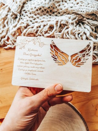 Tabliczka 9,5 x 14,5cm (1szt) - DOWOLNY TEKST, podziękowanie dla nauczyciela - - - (baza do aniołka ze skrzydełkami skrzydłami,