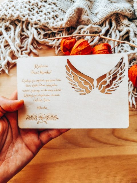 Tabliczka 9,5 x 14,5cm (1szt) - DOWOLNY TEKST, podziękowanie dla nauczyciela - - - (baza do aniołka ze skrzydełkami skrzydłami, 