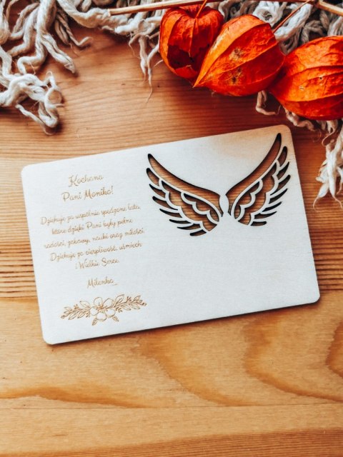 Tabliczka 9,5 x 14,5cm (1szt) - DOWOLNY TEKST, podziękowanie dla nauczyciela - - - (baza do aniołka ze skrzydełkami skrzydłami, 