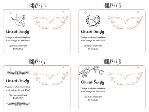 Tabliczka 9,5 x 14,5cm (2szt) - CHRZEST podziękowanie - - - (baza do aniołka ze skrzydłami skrzydełkami, skrzydełka, skrzydła, a