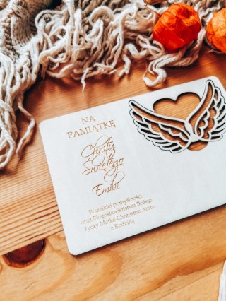 Tabliczka 9,5 x 14,5cm (2szt) - DOWOLNY TEKST - skrzydła wyjmowane - - - (baza do aniołka ze skrzydełkami skrzydłami, skrzydełka