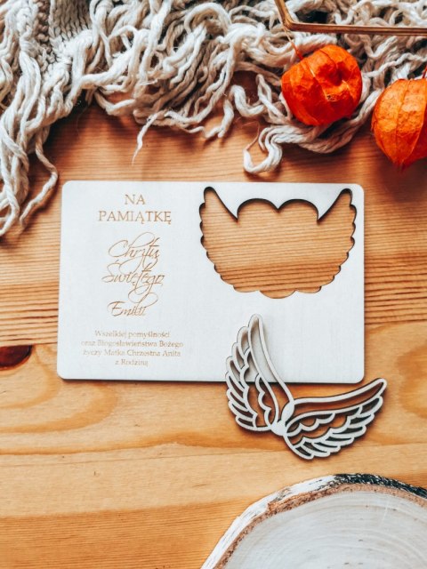 Tabliczka 9,5 x 14,5cm (2szt) - DOWOLNY TEKST - skrzydła wyjmowane - - - (baza do aniołka ze skrzydełkami skrzydłami, skrzydełka