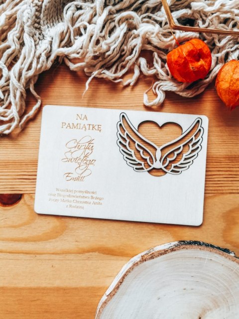 Tabliczka 9,5 x 14,5cm (2szt) - DOWOLNY TEKST - skrzydła wyjmowane - - - (baza do aniołka ze skrzydełkami skrzydłami, skrzydełka