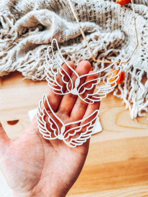 Tabliczka 9,5 x 14,5cm (2szt) - DOWOLNY TEKST - skrzydła wyjmowane - - - (baza do aniołka ze skrzydełkami skrzydłami, skrzydełka