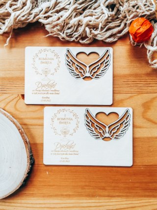 Tabliczka 9,5 x 14,5cm (2szt) - PODZIĘKOWANIE -skrzydła WYJMOWANE - - - (baza do aniołka ze skrzydełkami skrzydłami, skrzydełka,