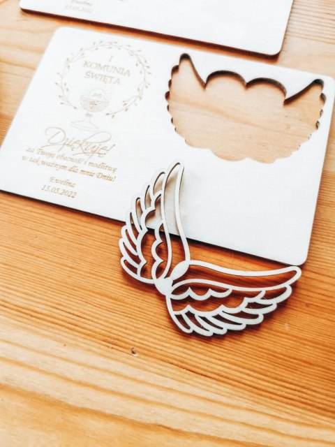 Tabliczka 9,5 x 14,5cm (2szt) - PODZIĘKOWANIE -skrzydła WYJMOWANE - - - (baza do aniołka ze skrzydełkami skrzydłami, skrzydełka,