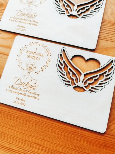 Tabliczka 9,5 x 14,5cm (2szt) - PODZIĘKOWANIE -skrzydła WYJMOWANE - - - (baza do aniołka ze skrzydełkami skrzydłami, skrzydełka,