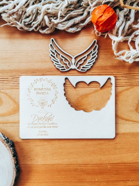 Tabliczka 9,5 x 14,5cm (2szt) - PODZIĘKOWANIE -skrzydła WYJMOWANE - - - (baza do aniołka ze skrzydełkami skrzydłami, skrzydełka,