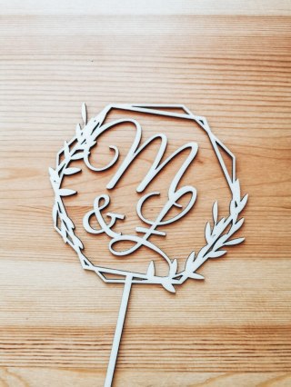 Toper na tort - Inicjały Imiona obręcz 03 (TS-014)