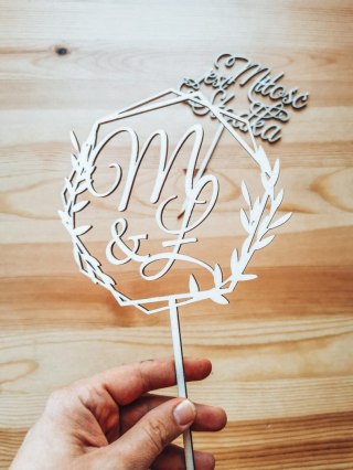 Toper na tort - Inicjały Imiona obręcz 03 (TS-014)