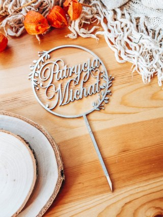 Toper na tort - Inicjały Imiona obręcz 04 (TS-018)