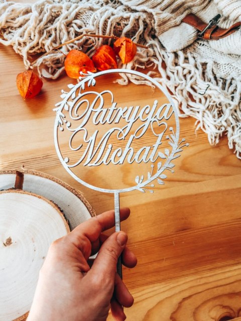 Toper na tort - Inicjały Imiona obręcz 04 (TS-018)