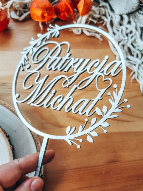 Toper na tort - Inicjały Imiona obręcz 04 (TS-018)