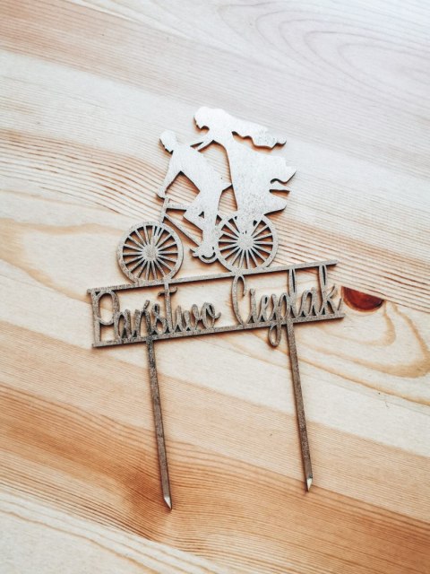 Toper na tort - Para Młoda na rowerze - imienna (TS-013)