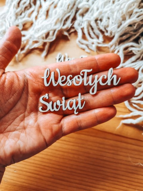 Wesołych Świąt - napis WYCIĘTY (2szt) wys. 2,5cm - - - (Boże Narodzenie, Gwiazdka, święta)
