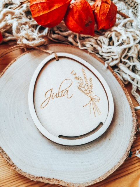 Zawieszka wielkanocna (1szt) - z imieniem wzór 1 - bukiet