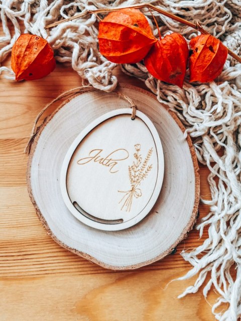 Zawieszka wielkanocna (1szt) - z imieniem wzór 1 - bukiet