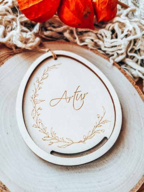 Zawieszka wielkanocna (1szt) - z imieniem wzór 2 - wianek