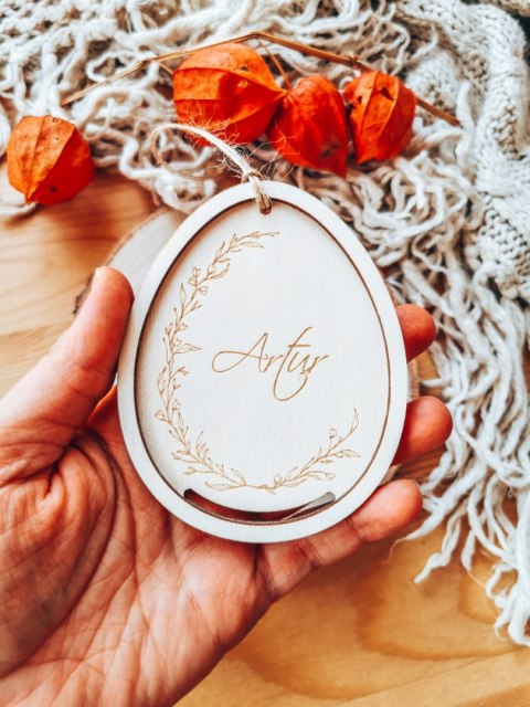 Zawieszka wielkanocna (1szt) - z imieniem wzór 2 - wianek