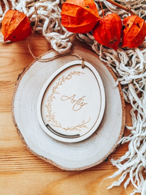 Zawieszka wielkanocna (1szt) - z imieniem wzór 2 - wianek