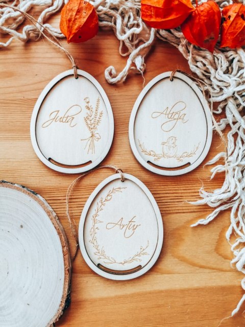 Zawieszka wielkanocna (1szt) - z imieniem wzór 2 - wianek