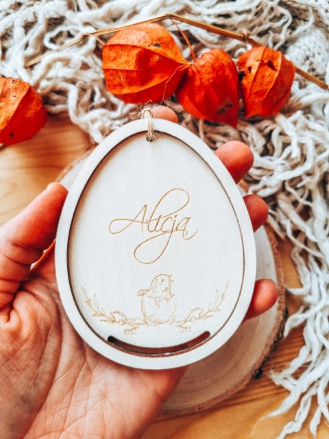 Zawieszka wielkanocna (1szt) - z imieniem wzór 3 - pisklę