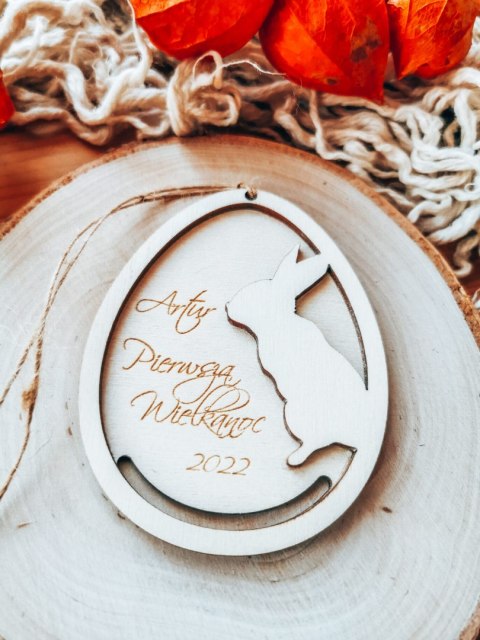 Zawieszka wielkanocna (1szt) - z imieniem wzór 4 - zajączek