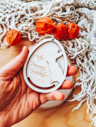 Zawieszka wielkanocna (1szt) - z imieniem wzór 4 - zajączek