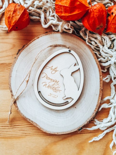 Zawieszka wielkanocna (1szt) - z imieniem wzór 4 - zajączek