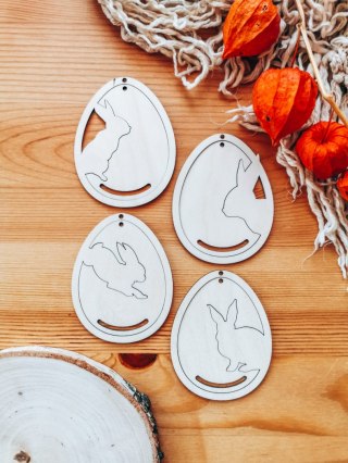 Zawieszka wielkanocna (4szt 2w1) - wzór 01 - jajko z zajączkiem