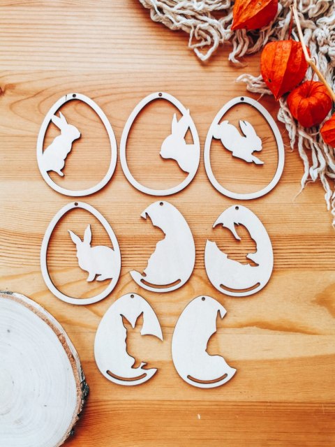 Zawieszka wielkanocna (4szt 2w1) - wzór 01 - jajko z zajączkiem