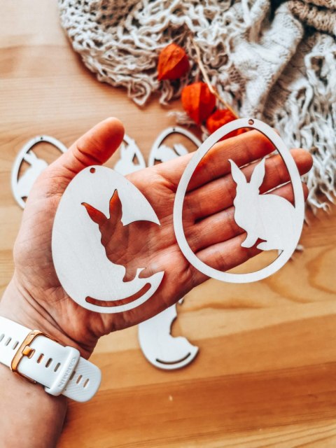 Zawieszka wielkanocna (4szt 2w1) - wzór 01 - jajko z zajączkiem