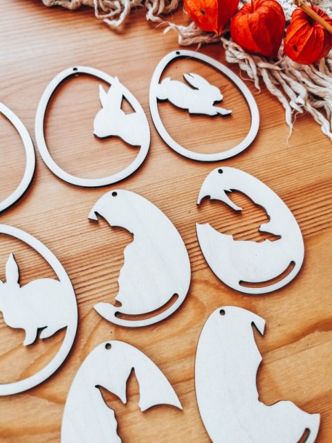 Zawieszka wielkanocna (4szt 2w1) - wzór 01 - jajko z zajączkiem