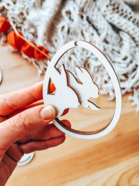 Zawieszka wielkanocna (4szt 2w1) - wzór 01 - jajko z zajączkiem