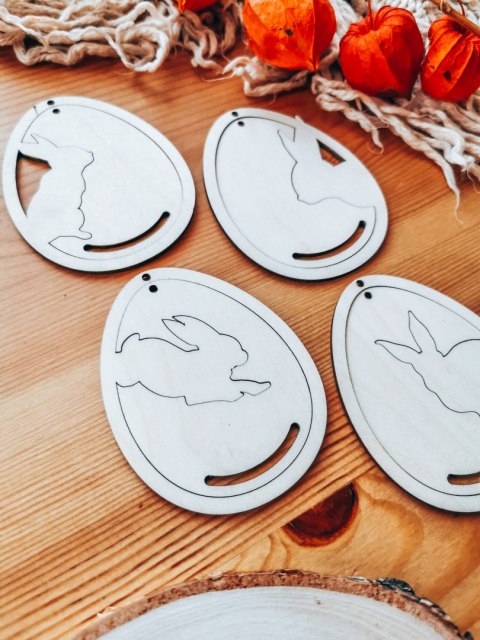 Zawieszka wielkanocna (4szt 2w1) - wzór 01 - jajko z zajączkiem