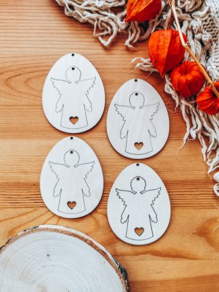 Zawieszka wielkanocna (4szt 2w1) - wzór 02 - jajko z aniołkiem