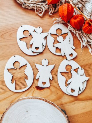 Zawieszka wielkanocna (4szt 2w1) - wzór 02 - jajko z aniołkiem