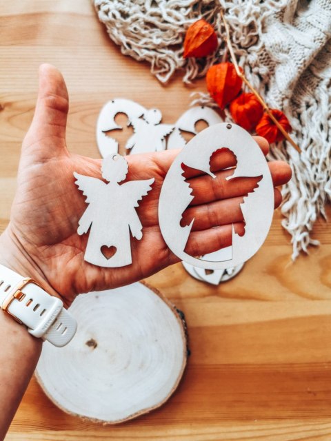 Zawieszka wielkanocna (4szt 2w1) - wzór 02 - jajko z aniołkiem