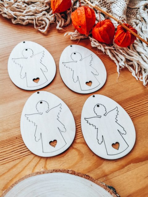 Zawieszka wielkanocna (4szt 2w1) - wzór 02 - jajko z aniołkiem