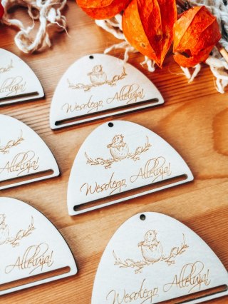 Zawieszka wielkanocna (6szt) - połówka wzór 2 - pisklę