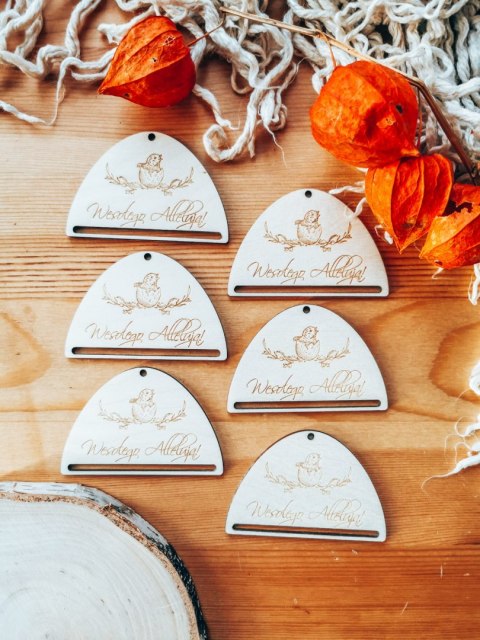 Zawieszka wielkanocna (6szt) - połówka wzór 2 - pisklę