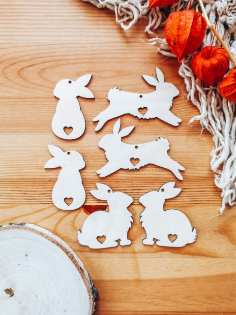 Zawieszka wielkanocna (6szt) - zestaw zajączków