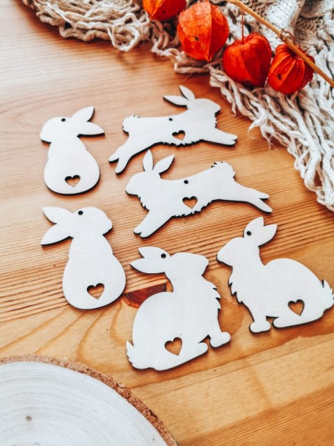 Zawieszka wielkanocna (6szt) - zestaw zajączków