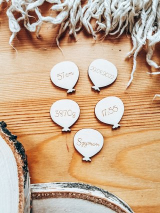 AAA METRYCZKA /IMIONA - ZESTAW 5szt BALON 3/4/5cm - - - (dowolny tekst, balony, balonik, baloniki, serduszka imiona, serce imię,