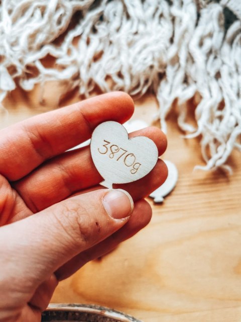 AAA METRYCZKA /IMIONA - ZESTAW 5szt BALON-SERDUSZKO 3/4/5cm - - - (dowolny tekst, serduszka imiona, serce imię, serca imienne, s