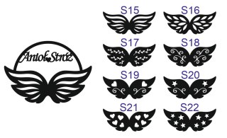 Anioł Stróż (1szt) - półkole ze skrzydłami (8 wzorów skrzydeł) (skrzydła do anioła, skrzydełka do aniołka, obręcz aniołek, koło)