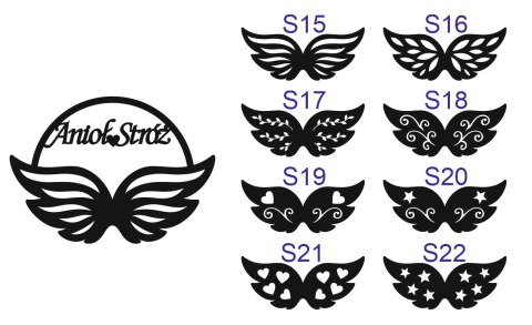 Anioł Stróż (1szt) - półkole ze skrzydłami (8 wzorów skrzydeł) (skrzydła do anioła, skrzydełka do aniołka, obręcz aniołek, koło)