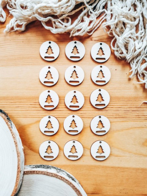 Baza do breloczka (15szt) - koło 3cm - wzór 5 - choinka