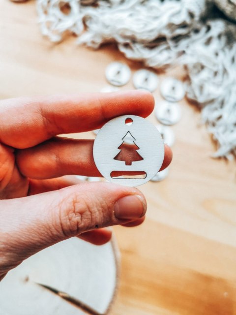 Baza do breloczka (15szt) - koło 3cm - wzór 5 - choinka